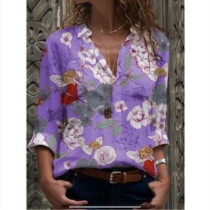 PURPLE FLOWER LONG SLEEVE SHIRT